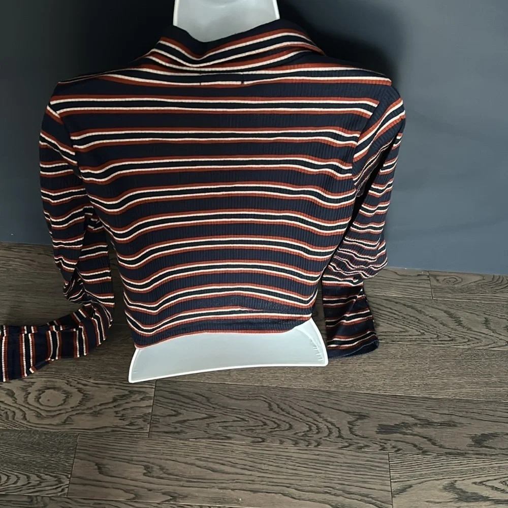 Vintage rugby cropped knit long sleeve top Sz M - Picture 4 of 8